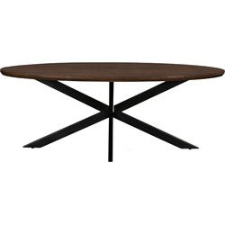 Livingfurn - Eetkamertafel Jesper Oval Brown 210 cm - Mangohout / Gecoat Staal