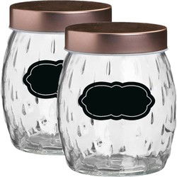 Voorraadpot/bewaarpot Beau - 4x - 2L - glas - koperen deksel - incl. etiketten - Weckpotten