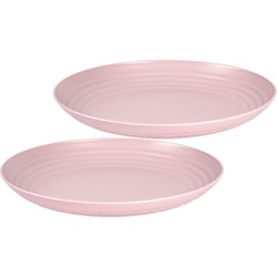 Set van 2x stuks rond kunststof borden oud roze 25 cm - Dinerborden
