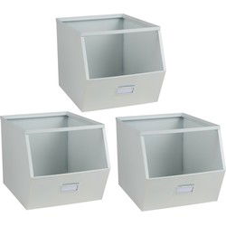 Urban Living Stapelbare opbergmand - 3x - Open Metal Box - 23 x 32 x 21 cm - Opbergmanden