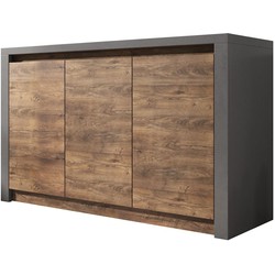 Meubella Dressoir Monaco - Eiken - Grijs - 130 cm