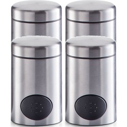 4x Zoetstof tabletten dispensers 8,5 cm RVS - Suikerstrooiers