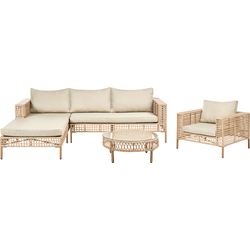 CALASETTA - Loungeset 4-zits - Beige - Rechtszijdig - PE rotan