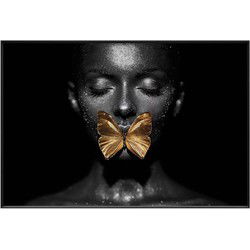 PTMD Wandpaneel Woman Butterfly - 120x3x80 cm - Glas - Zwart