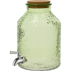 Decoris Drankdispenser/limonadetap met kraantje - glas - 8,5L - lichtgroen - Drankdispensers