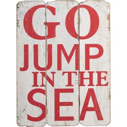  J-Line Decoratie Bord Hout Go Jump In The Sea Wit - Rood