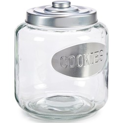 Glazen koektrommel/snoepjes/koekjes voorraad pot met zilverkleurige deksel 4000 ml - Voorraadpot