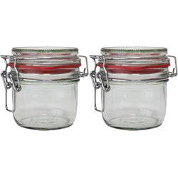 2x Glazen confituren pot/weckpot 200 ml met beugelsluiting en rubberen ring - Weckpotten