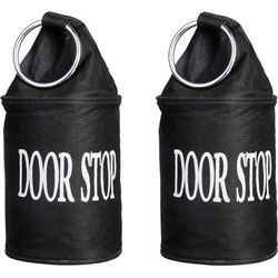 Canvas deurstopper zwart met ring - 2x - H28 cm - Deur vastzetter - Deurstoppers