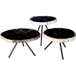 PTMD New Khine Salontafelset - 50x60x48 cm - Zwart - Set van 3