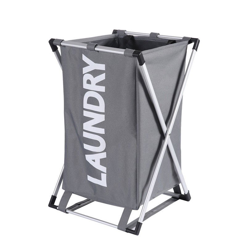 Decopatent® Wasmand Laundry met afsluitbaar vak - 30 L - Wasmanden 1 vak - Badkamer - Opvouwbaar - Waszak - Wasmand 1 vak - Grijs - 