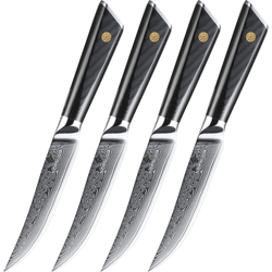 SOPHIOR Steakmessen - Damaststaal - Set 4 stuks