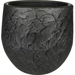 Ter Steege Plantenpot - antiek look - keramiek - zwart - 18 x 16 cm - Plantenpotten