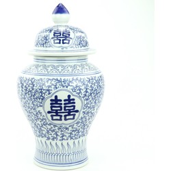 Fine Asianliving Chinese Gemberpot Porselein Blauw Wit Dubbele