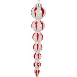 Clayre & Eef Kerstbal Wit Rood Glas
