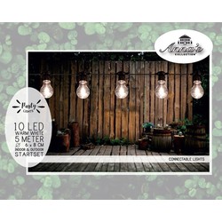 Binnen/buiten verlichting lichtsnoer 5 meter met warm witte LED lampjes - Lichtsnoer voor buiten