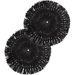 Set van 12x stuks placemats raffia zwart 38 cm - Placemats