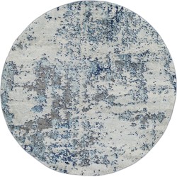 Rond Modern Abstract Tapijt SARAH - Blauw/Grijs - Ø 160 cm