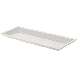 Houten white wash kaarsenplateau onderzet bord/kaarsonderzetter 39 x 15 cm - Kaarsenplateaus