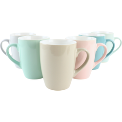 OTIX Koffiekopjes - Koffiemok - Koffietassen - 6 stuks - Diverse kleuren - Pastel - 300 ml - Aardewerk BLOSSOM