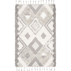Safavieh Moroccan Inspired Indoor Hand Knotted Area Rug, Kenya Collection, KNY607, in Grey & Ivory, 160 X 229 cm