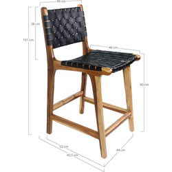 Barkruk Leer Zwart - Zithoogte 60cm - Stoel Perugia