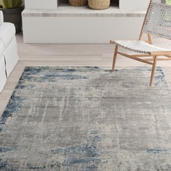 Vercai Rugs Invista Collectie - Hoogpolig Vloerkleed - Zacht Tapijt voor Woonkamer - Polyester - Grijs Blauw - 80x150 cm