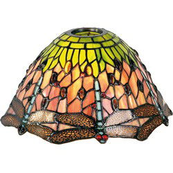 Lumilamp Lampenkap Tiffany Groen Rood Glas Libelle