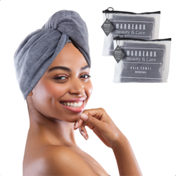 MARBEAUX Haarhanddoek - 2 stuks - Hair towel - Hoofdhanddoek - Microvezel handdoek krullend haar - Grijs