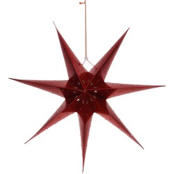 Verlichte kerstster - rood - 60 cm - batterijen - lampion - Kerststerren