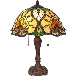 LumiLamp Tiffany Tafellamp  Ø 40x50 cm  Groen Glas Driehoek Tiffany Bureaulamp