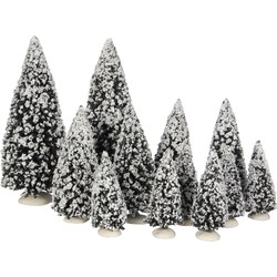 LuVille Kerstdorp Miniatuur Evergreen Bomen - 12 Stuks
