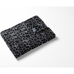 LINNICK Flanel Fleece Deken Leopard - zwart/wit - 140x200cm