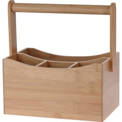 Excellent Houseware Keuken gerei rekje/aanrecht spullen organizer - 20 x 14 x 24 cm - hout - met hengsel - Keukengerei