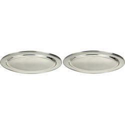 2x RVS serveer/barbecueschaal 45 cm - Serveerschalen