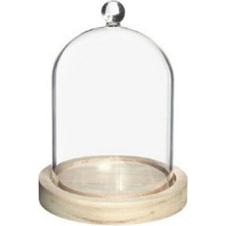 Ideas4Seasons Decoratie stolp - klein - houten plateau - D12 x H15 cm - Decoratieve stolpen