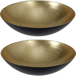 2x stuks kunststof decoratie schalen/fruitschalen goud rond D28 cm - Fruitschalen