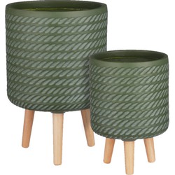 Mica Decoration Corda Plantenbak - H46xØ30 cm - Groen - Set van 2