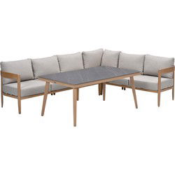 Carrara lounge-diningset - 5-dlg. - light teaklook - sand - Centostone