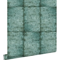 ESTAhome behang zinken platen smaragdgroen - 53 cm x 10,05 m - 138879