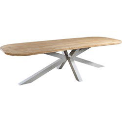 Noas dining table 220x100 cm oval aluminium salix/teak