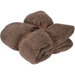 Polyester fleece deken/dekentje/plaid 130 x 170 cm taupe - Plaids