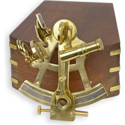 Messing sextant in houten kist