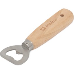 Flessenopener - hout/metaal - 14 cm - bierflesje opener - Flesopeners