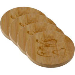Glasonderzetters - 4x - hout - rond - 10 cm - onderzetters - Glazenonderzetters
