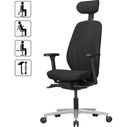 Pippa Design bureaustoel met ergonomisch gevormde rugleuning en hoofdsteun - zwart