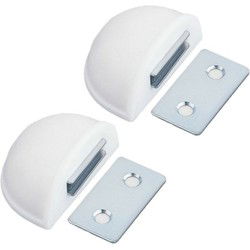 AMIG Deurstop/deurmagneet - 2x - D48mm - zelfklevend - wit - Deurstoppers