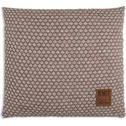 Knit Factory Juul Sierkussen - Marron/Beige - 50x50 cm - Inclusief kussenvulling