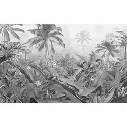 Sanders & Sanders fotobehang tropisch jungle zwart wit - 400 x 250 cm - 612335