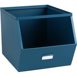 Urban Living Stapelbare opbergmand Open Metal Box - L23 x B32 x H21 cm - metaal - donkerblauw - Opbergmanden